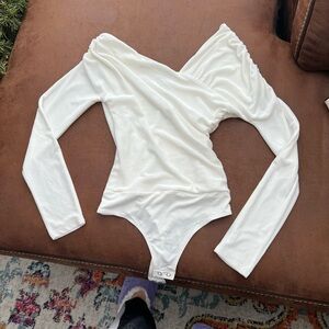 Express White Long Sleeve Bodysuit